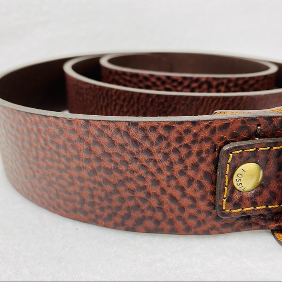 Fossil Pike Two Tone Brown Pebbled Leather Belt - Size 40 - NWT - Picture 10 of 10